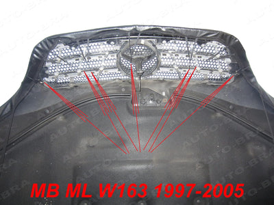 AB3-00614 Carbon Optik AUTO-BRA kompatibel mit Mercedes Benz MB ML W163 Bj. 1997-2005 Haubenbra Stei