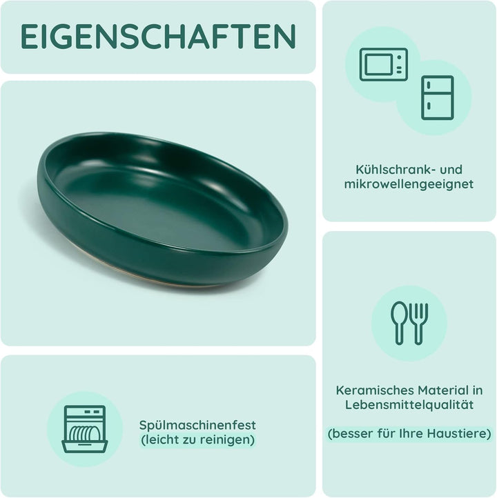 SPUNKYJUNKY Katzennäpfe 3 Stück Futternäpfe Keramik Fressnapf für Katzen (Grün) Grün Round (300ml*3)