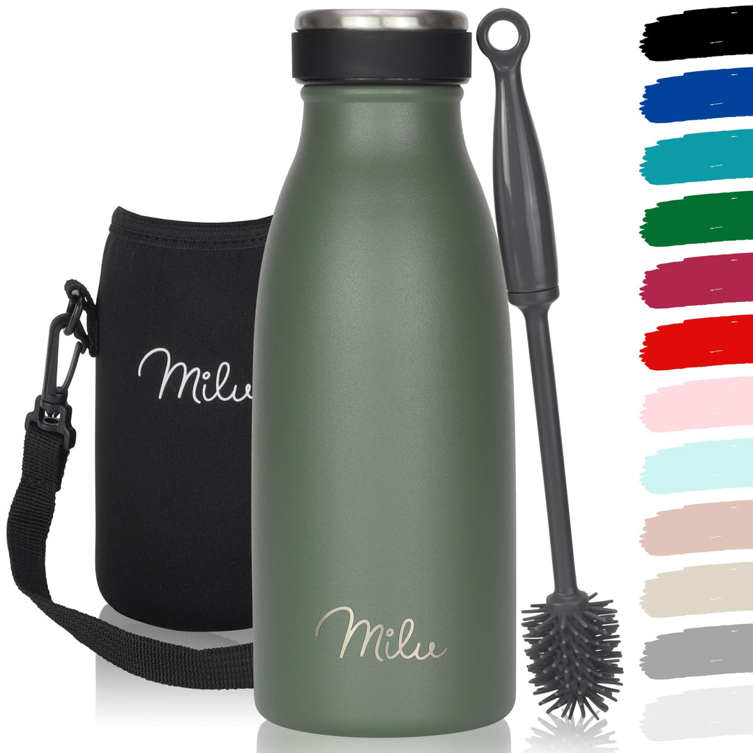 Milu Edelstahl Trinkflasche 350ml, 500ml, 750ml, 1L, 1,5L – Thermosflasche für Kinder Erwachsene aus
