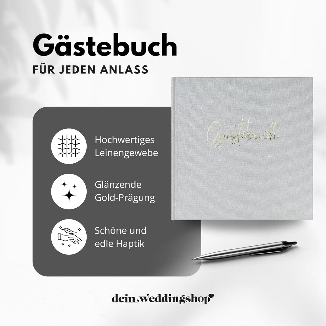 DeinWeddingshop Gästebuch Hochzeit Hochzeitsgästebuch Brautpaar Gästebücher Taufe Geburtstag | Leine