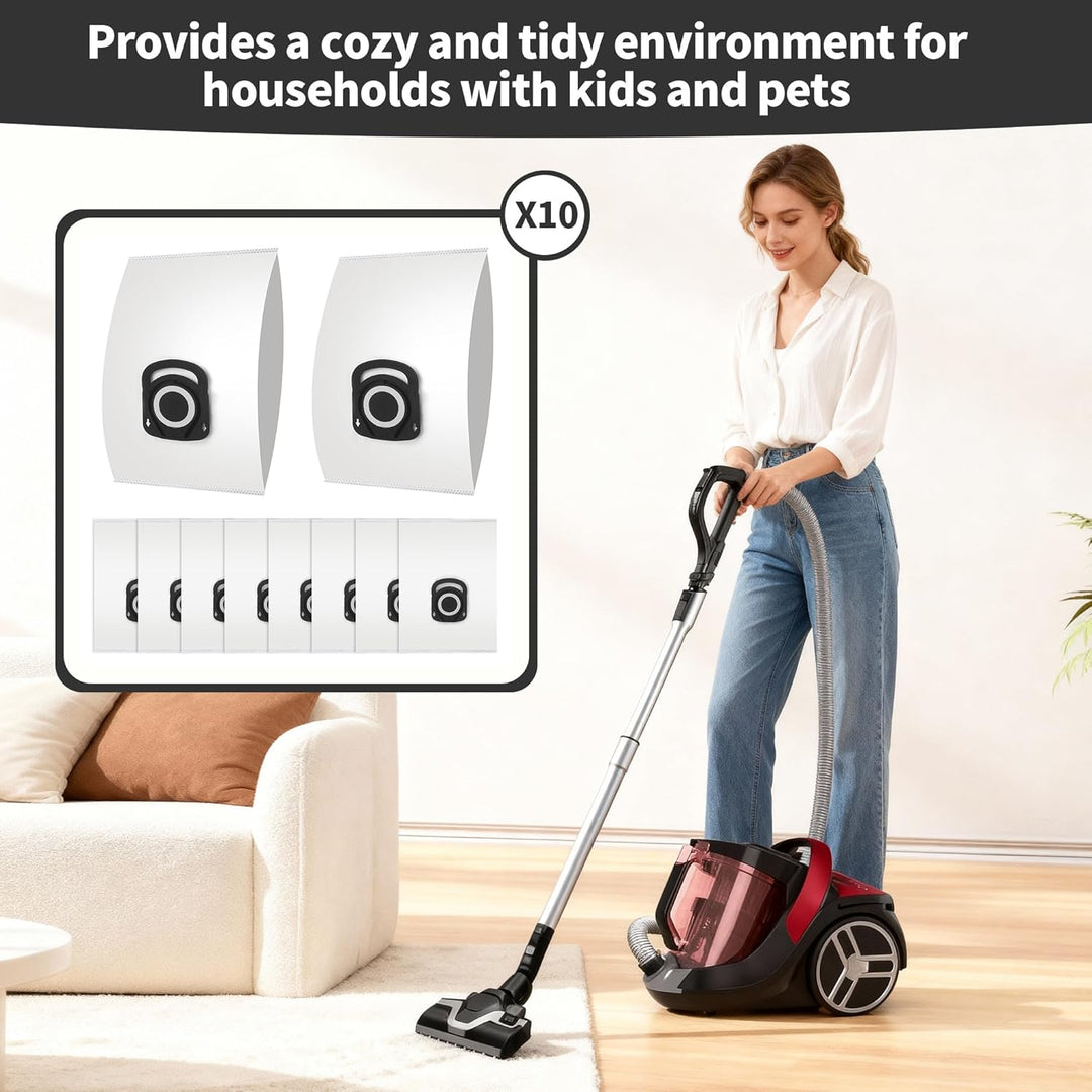10 Stück Staubsaugerbeutel für Rowenta Hygiene + ZR200720/ ZR200520, ZR200920 für Compact Power, Pow