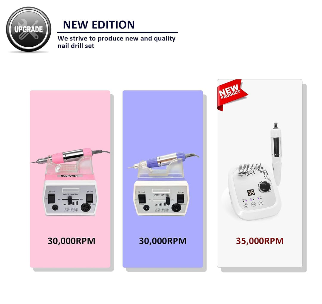 Véfaîî® JD700 Nagelfräser Elektrische 30000 U/min Professionelle Nagelfeile Maniküre Pediküre Set Ge