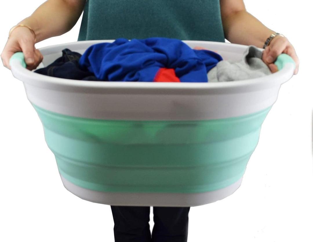 SAMMART Zusammenklappbarer Wäschekorb aus Kunststoff, 32 l, faltbarer Pop-Up-Aufbewahrungsbehälter/O