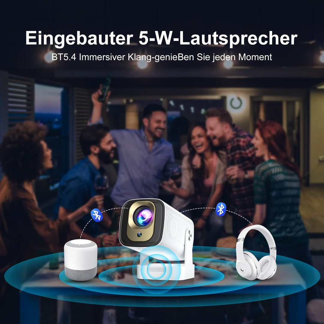 Mini Beamer Salange,8K Unterstützung 1080P Autofokus Projektor,Projektor Tragbarer mit WiFi 6 und Bl