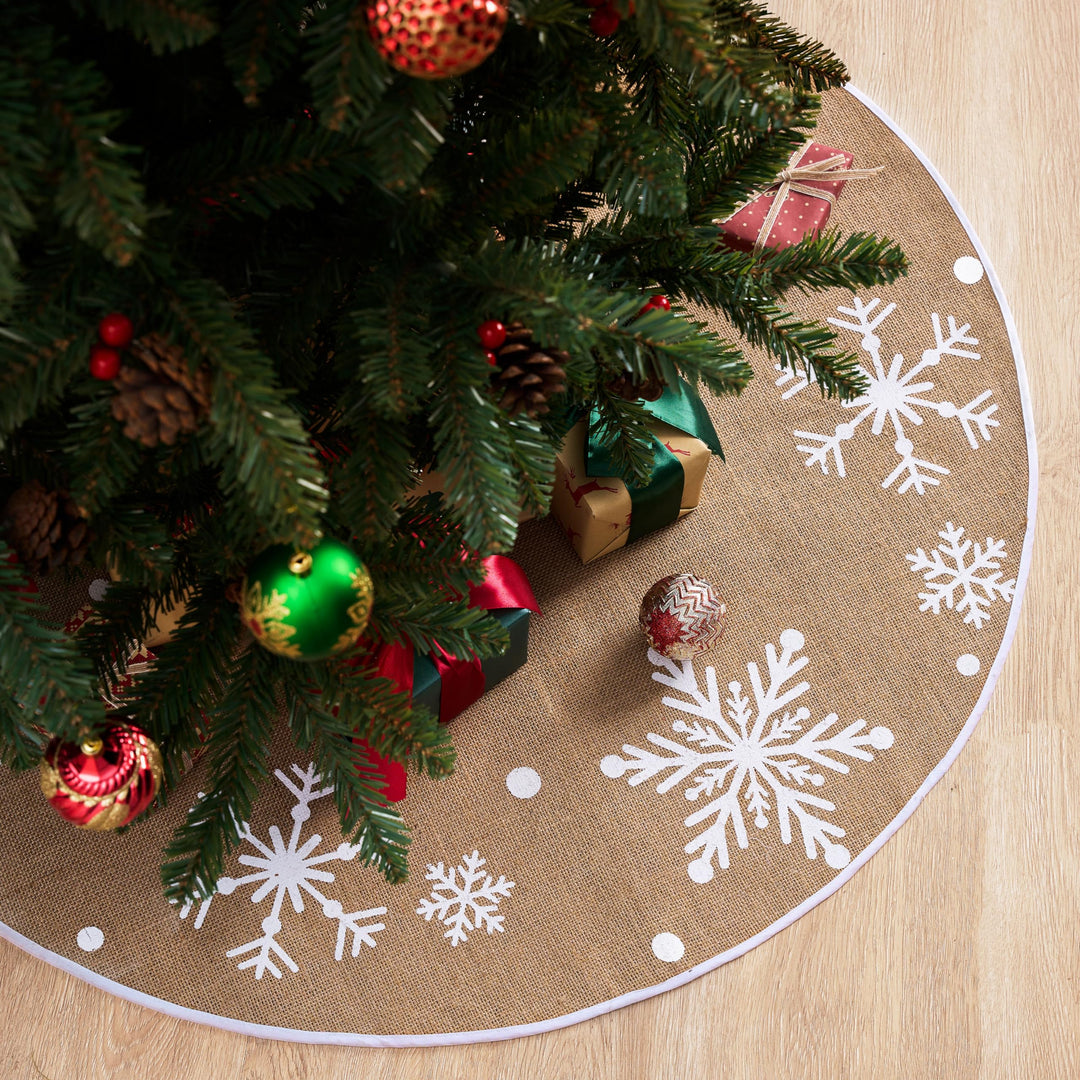 Joiedomi Weihnachtsbaumrock mit Schneeflocken, 91,4 cm, rustikaler Baumrock, Dekoration für Weihnach