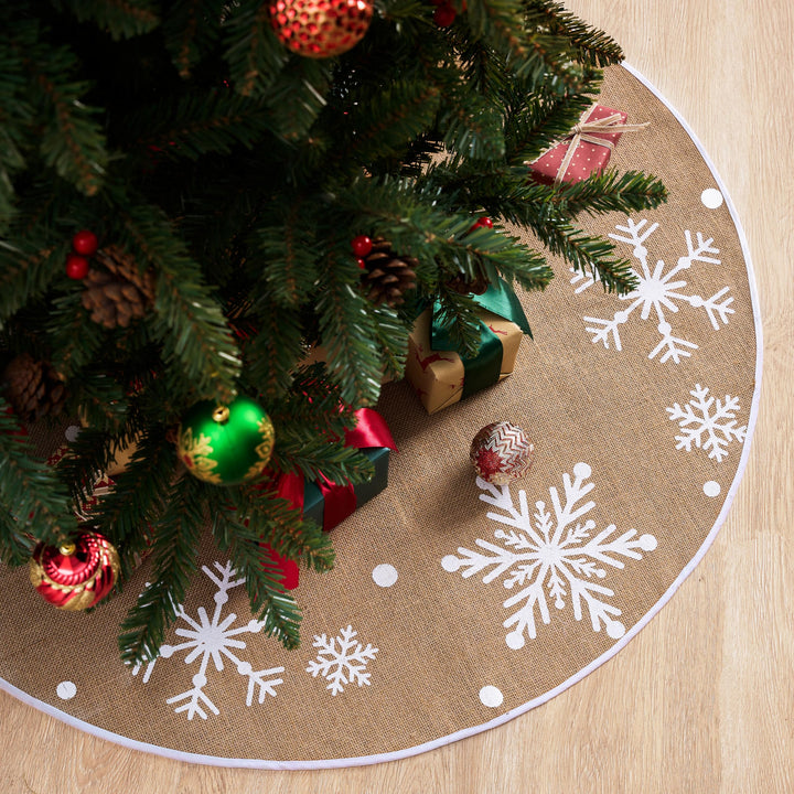 Joiedomi Weihnachtsbaumrock mit Schneeflocken, 91,4 cm, rustikaler Baumrock, Dekoration für Weihnach