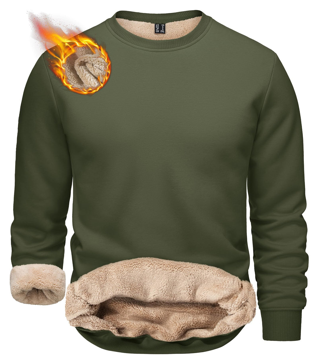 TACVASEN Herren Warme Fleece Pullover Sweatshirts Winter Langarm Shirts mit Fleecefutter S Armee Grü