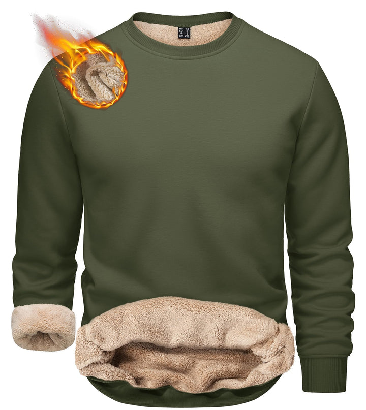 TACVASEN Herren Warme Fleece Pullover Sweatshirts Winter Langarm Shirts mit Fleecefutter S Armee Grü