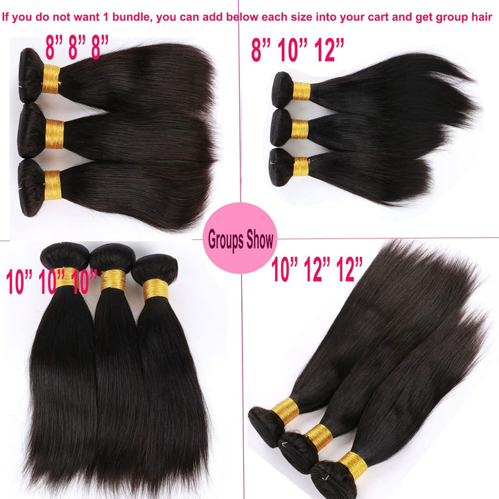 Huarisi 1 Bundle Human Hair Straight, 8 Zoll Brazilian Virgin Gerade Echthaar Bündel, 8a Unprocessed