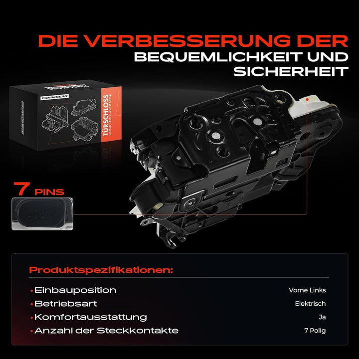 Frankberg Motorhaubenschloss Vorne Links 7-Polig Kompatibel mit A1 8X1 8XK 2010-2015 Ibiza IV 6J5 6P
