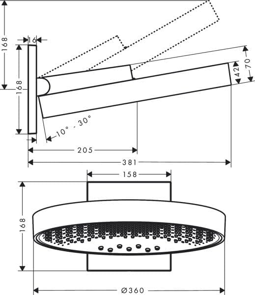 hansgrohe Duschkopf Regendusche Rainfinity (360mm, rund, 3 Strahlarten, Wandmontage) chrom