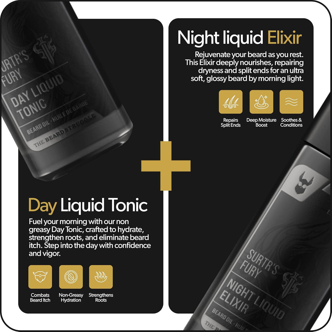 The Beard Struggle Bartöl Set Tag & Nacht – Bartpflege & Bartwuchsöl Bundle für Männer – Feuchtigkei