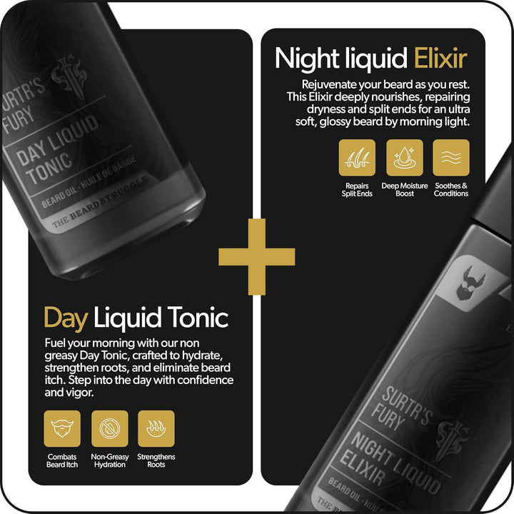 The Beard Struggle Bartöl Set Tag & Nacht – Bartpflege & Bartwuchsöl Bundle für Männer – Feuchtigkei