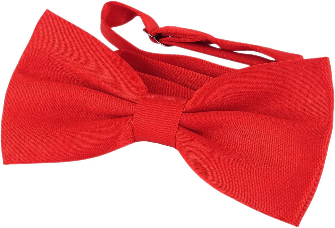 DonDon 10er Set Herren Fliege 12 x 6 cm gebunden und längenverstellbar Rot, Rot