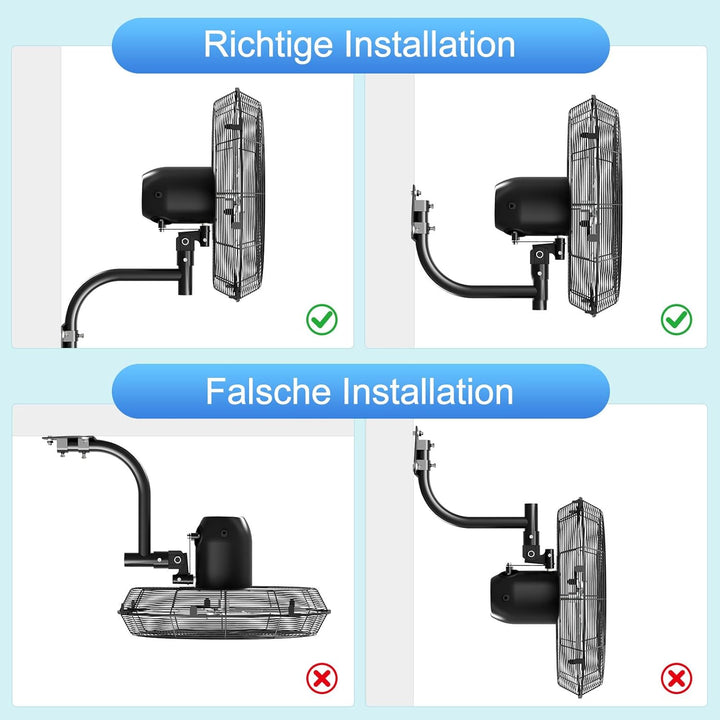 Industrieller Wandventilator Outdoor 50 cm, BLDC Motor (bürstenlos), 90° Oszillation & 30° Neigung,