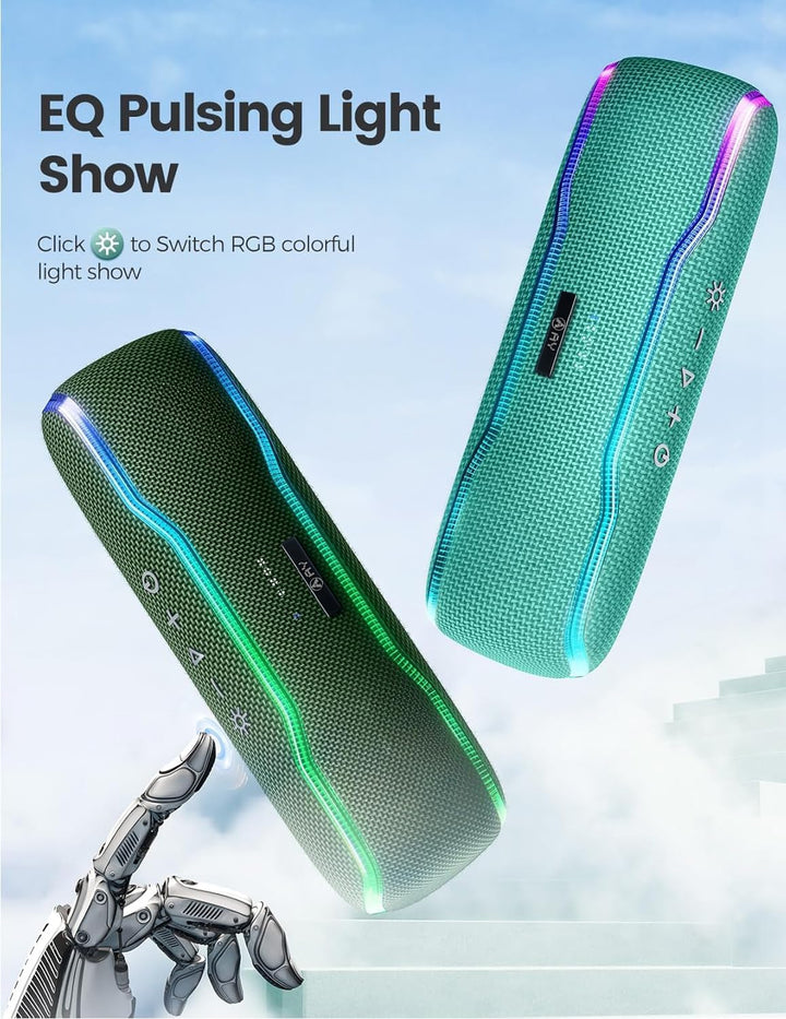 AY Bluetooth Lautsprecher Musikbox Tragbarer IPX7 Wasserdicht Bluetooth Box mit Bunten Licht und Sat