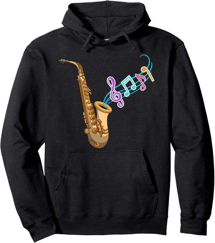 Saxophonspieler Musik Noten Jazz Musiker Saxophon Pullover Hoodie