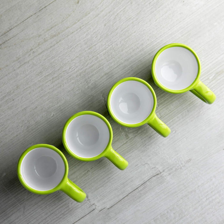 City to Cottage® - Espressotassen Set | Grün und Weiss | Polka Dots | Handgemacht | Keramik Geschirr