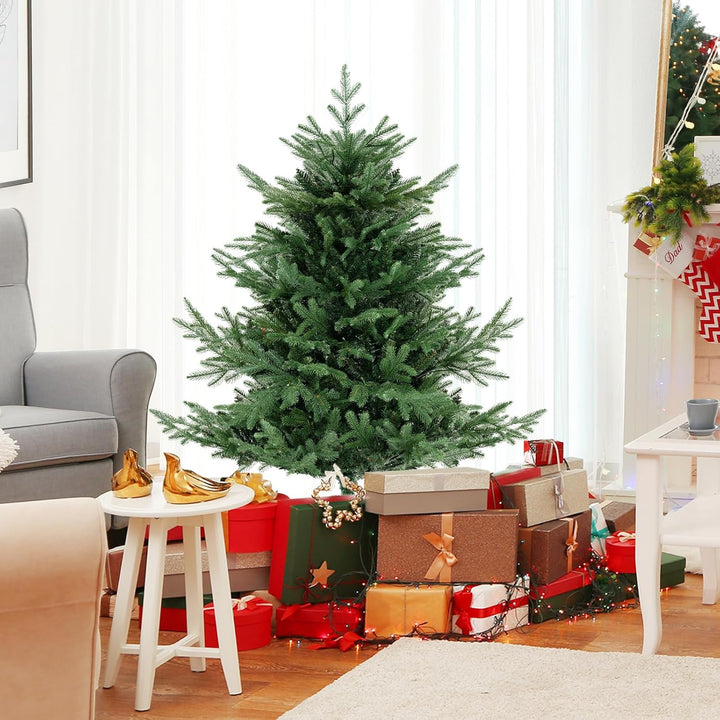 COSTWAY 135 cm Künstlicher Weihnachtsbaum mit Beleuchtung, Tannenbaum mit 160 warmweissen LED-Lichte