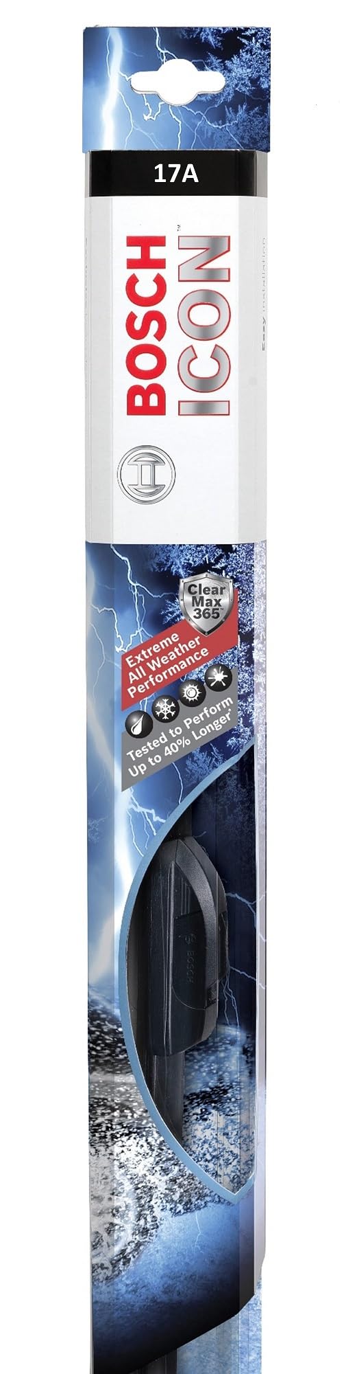 Bosch ICON 17A Wischerblatt, bis zu 40% längere Lebensdauer - 43,2 cm (1 Stück) 17A 1 Stück, 17A 1 S