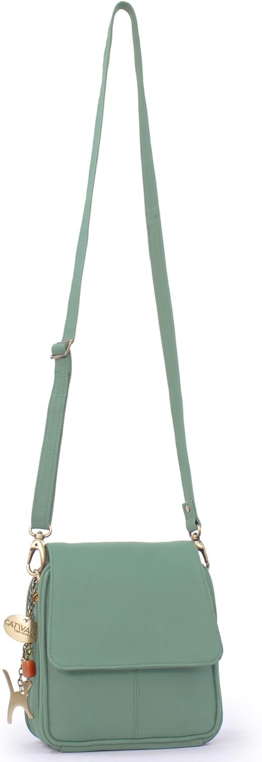 Catwalk Collection Handbags - Leder - Organizer/Umhängetasche/Schultertasche - TEAGAN Grün, Grün