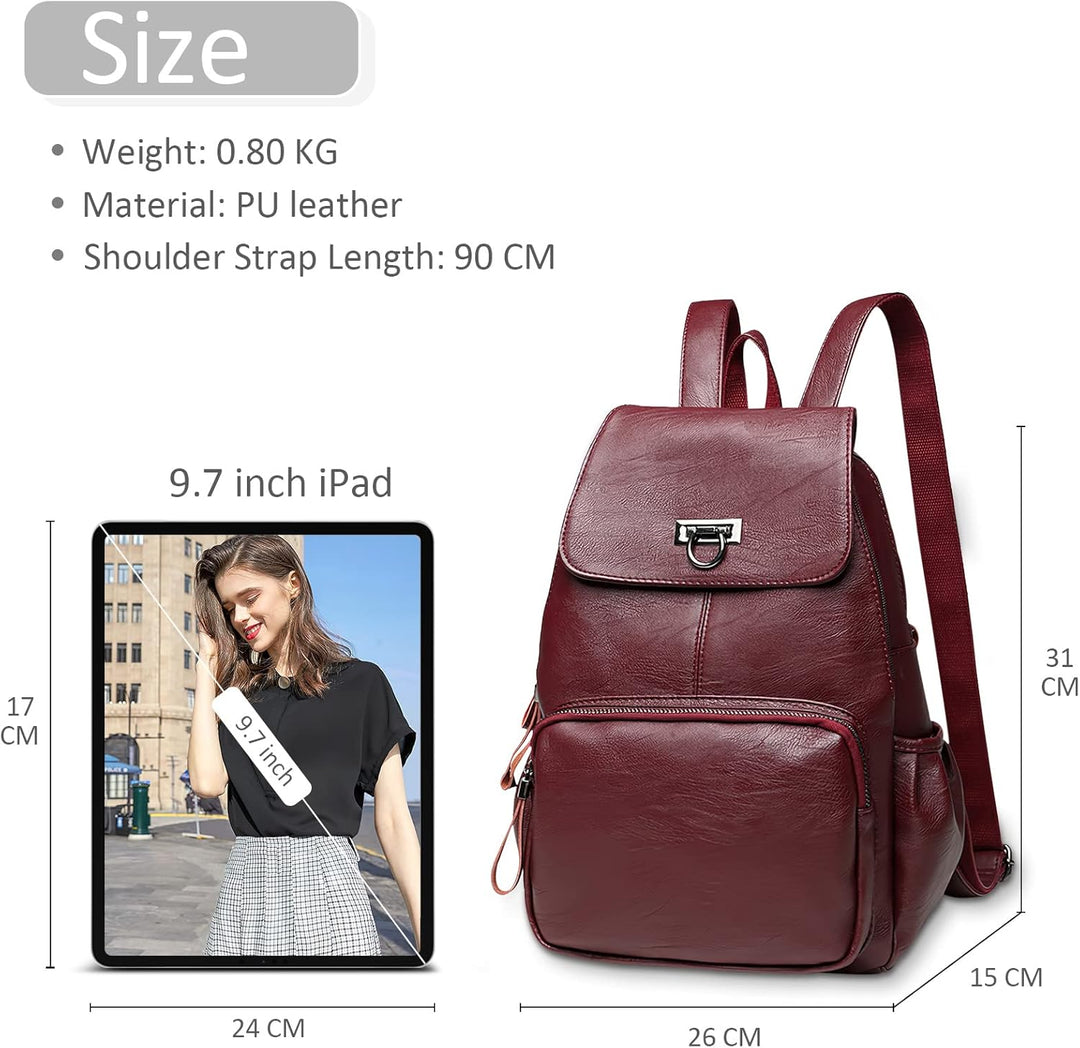 DIRRONA Rucksack Damen Elegant Rucksack im Klappdesign Casual Damen Schultertaschen PU Leder Wasserd