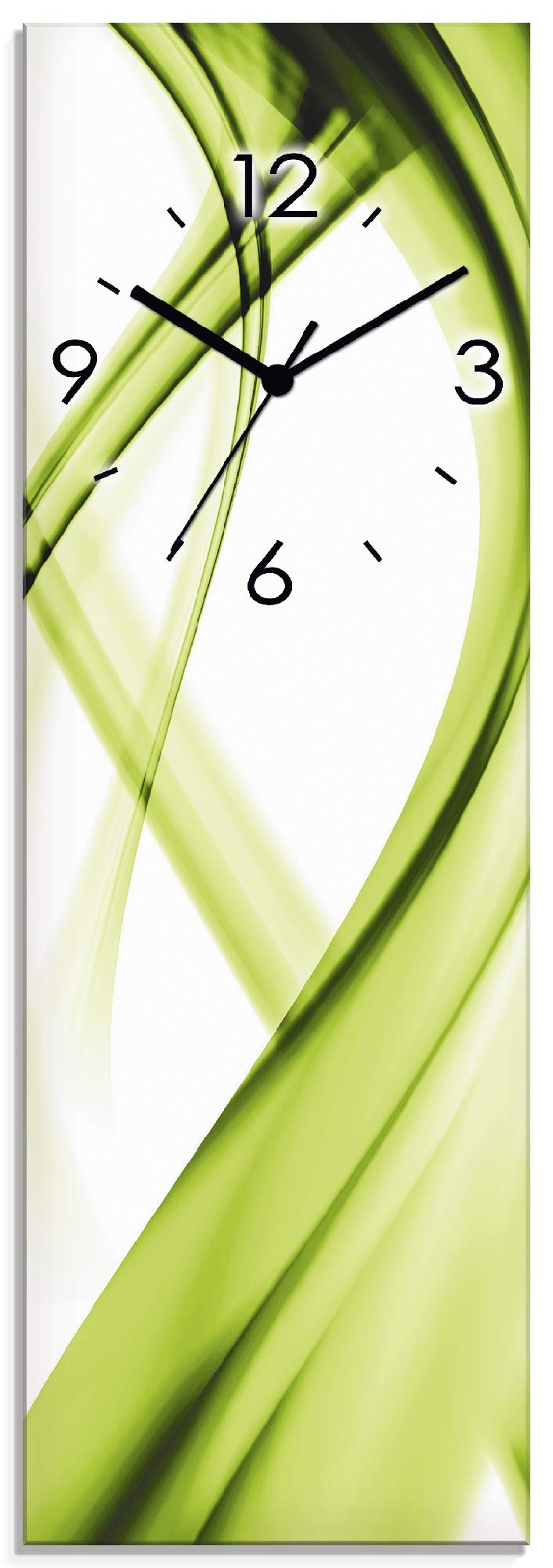ARTLAND Wanduhr ohne Tickgeräusche Glas Quarzuhr 20x60 cm Rechteckig Lautlos Design Abstrakt Kunst B