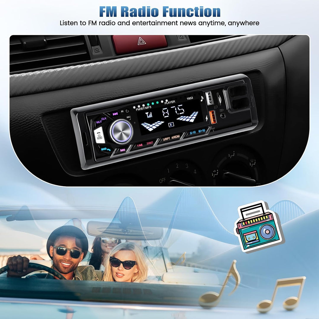 SIXTOP 1Din Autoradio Bluetooth Freisprecheinrichtung, 1Din Radio mit FM Radio, MP3 Player unterstüt