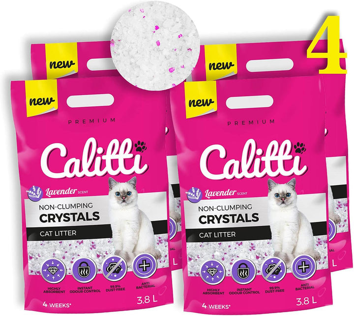 Calitti - Silikat Katzenstreu | Premium Crystals Silikatstreu | Antibakteriell Katzensand mit frisch