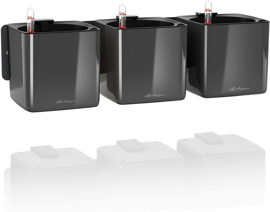 LECHUZA CUBE Glossy Green Wall Home Kit anthrazit highgloss 13524 48x14x10 cm Anthrazit Highgloss, 4