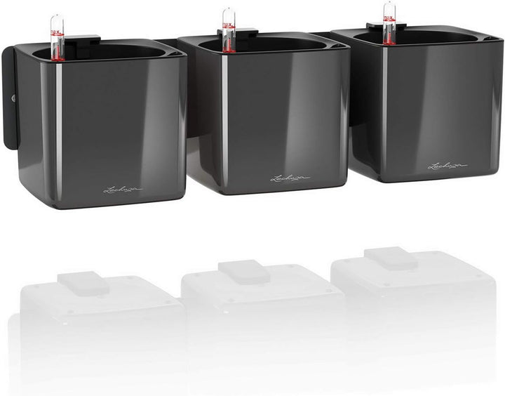 LECHUZA CUBE Glossy Green Wall Home Kit anthrazit highgloss 13524 48x14x10 cm Anthrazit Highgloss, 4