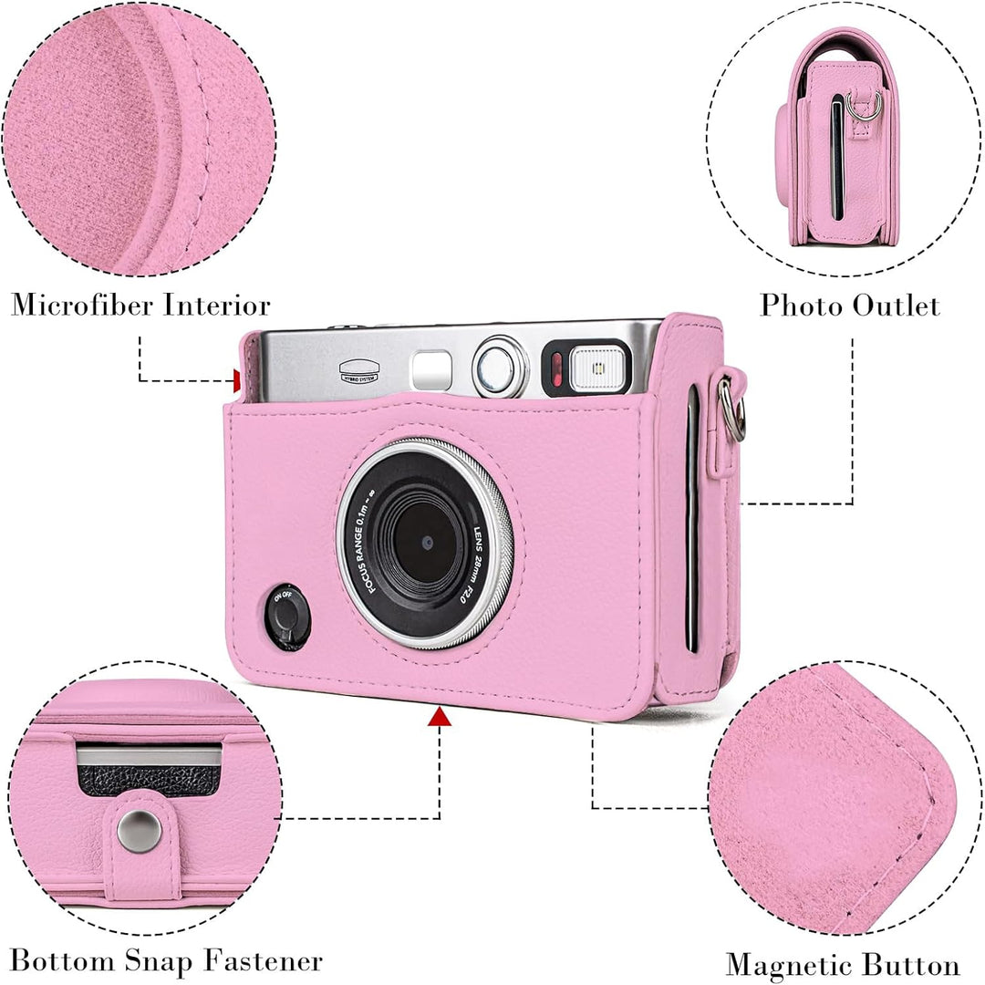 Rieibi Fujifilm Mini EVO Hülle - Vintage PU Leder Schutzhülle für Fuji Fujifilm Mini EVO Sofortbildk