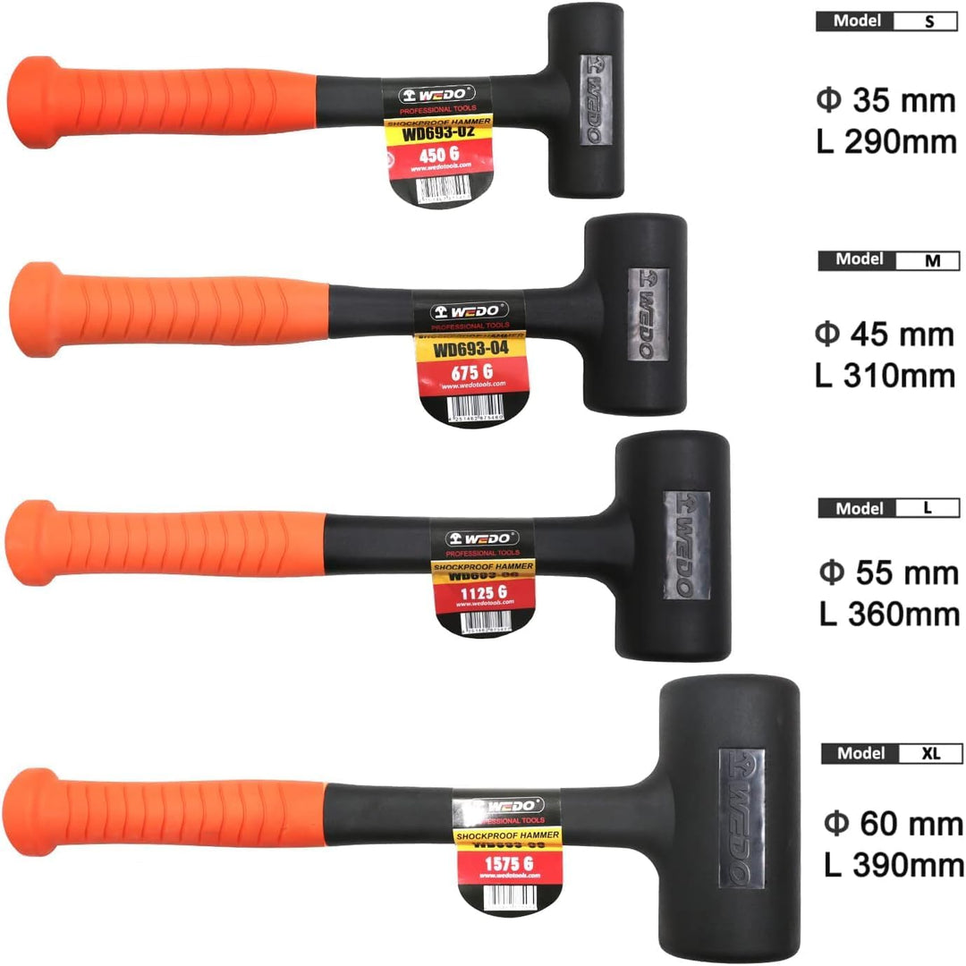 WEDO Schonhammer,450g Gummihammer,Länge 290mm,Kunststoffhammer,rückschlagfrei,Rückschlagfreier Schon