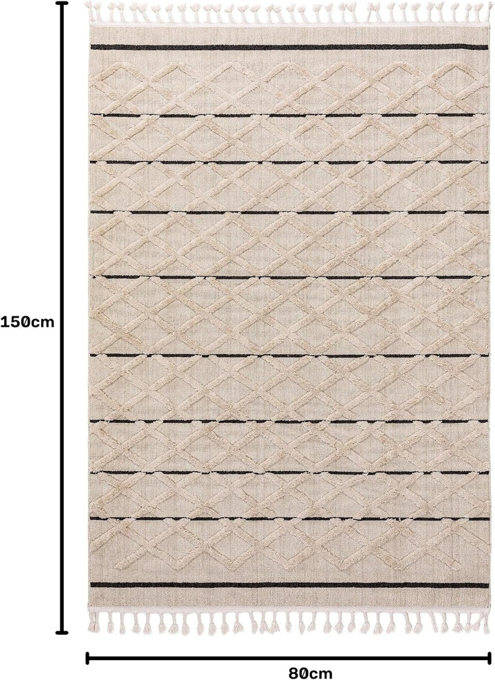 benuta TRENDS Kurzflor Teppich OYO Cream 80x150 cm - Moderner Teppich für Wohnzimmer 80 cm x 150 cm