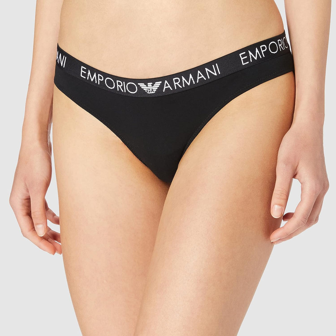 Emporio Armani Damen Bi-Pack Brazilian Brief Iconic Cotton Unterwäsche XS Black/Black, XS Black/Blac