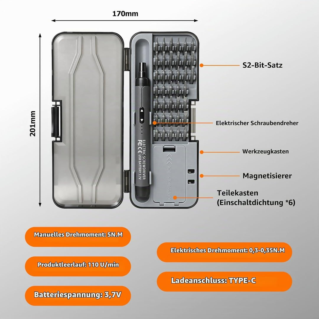 Mini Elektrischer Schraubendreher Set, 46 in 1 Präzisions Elektro Schraubendreher Set mit 36 Magneti