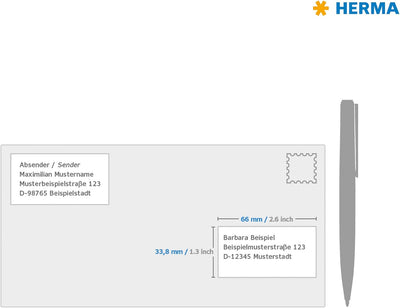 HERMA 4614 Adressetiketten, 200 Blatt, 66 x 33,8 mm, 24 Stück pro A4 Bogen, 4800 Aufkleber, selbstkl