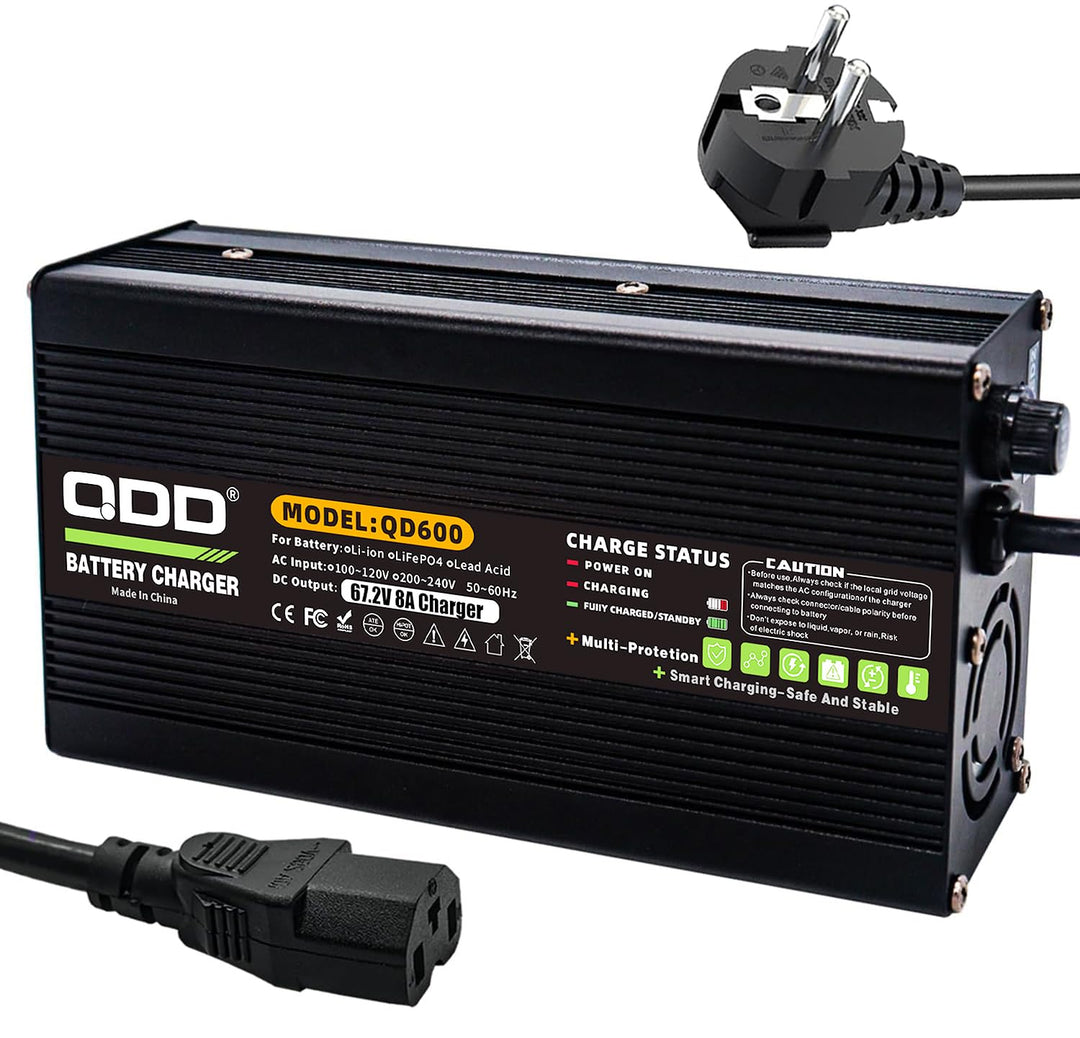 QDD 67,2 V 8 A Li-Ionen-Akku-Smart-Ladegerät, vollständig mit Lüfter, verwendet für 16S 60 V Li-Ione