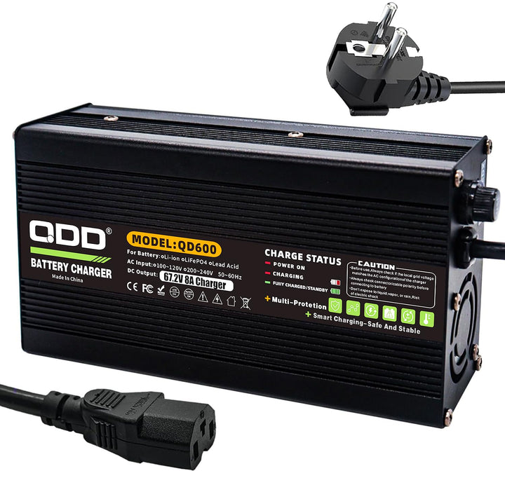 QDD 67,2 V 8 A Li-Ionen-Akku-Smart-Ladegerät, vollständig mit Lüfter, verwendet für 16S 60 V Li-Ione