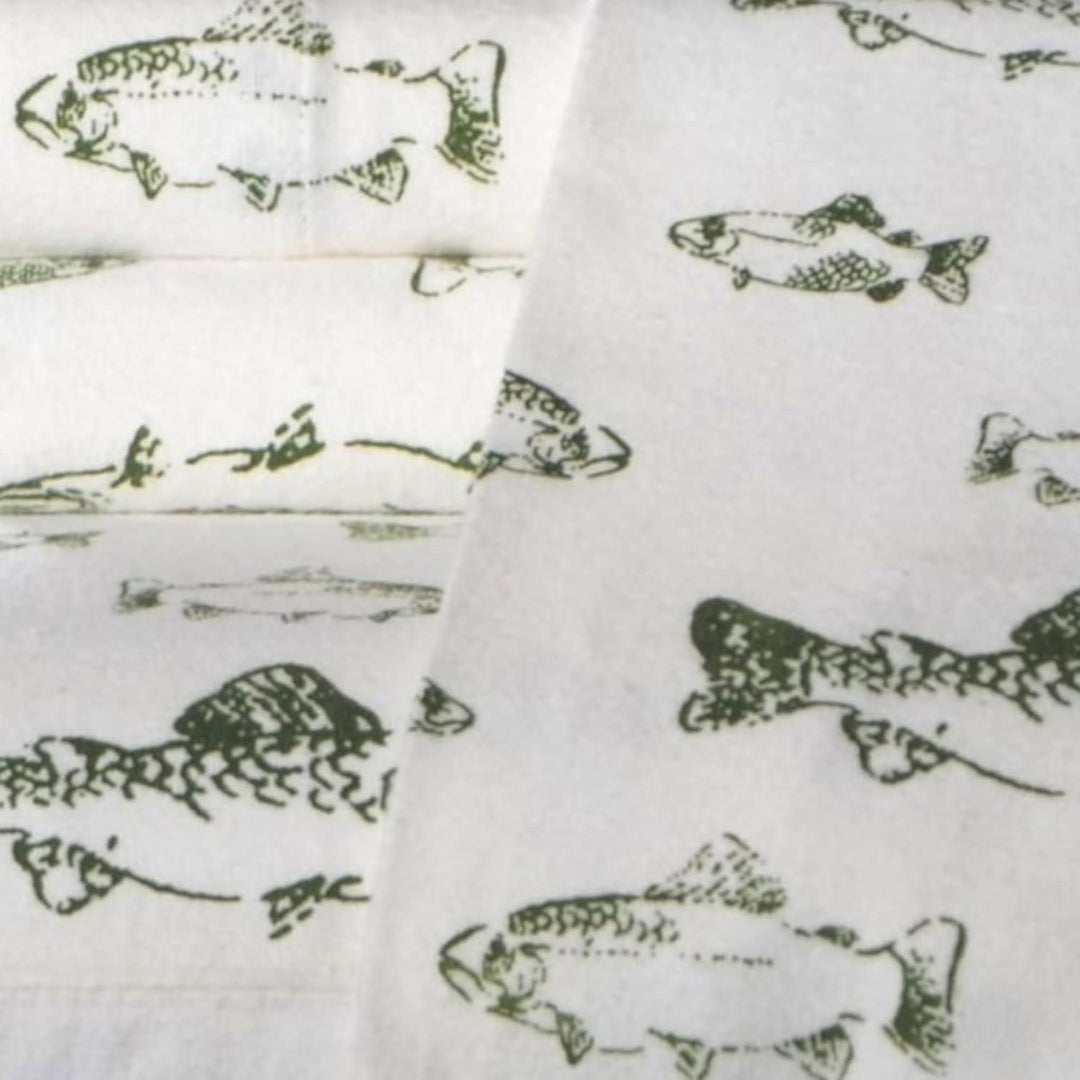 Eddie Bauer Flanell-Bettwäsche School of Fish King grün, King
