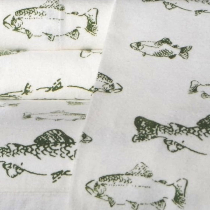 Eddie Bauer Flanell-Bettwäsche School of Fish King grün, King