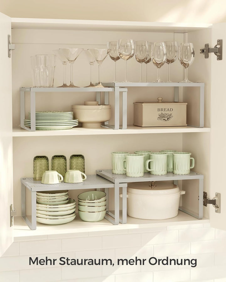 SONGMICS Gewürzregal, 4er Set, Küchenregal, Küchen-Organizer, Küche, Gewürzhalter, erweiterbar, stap