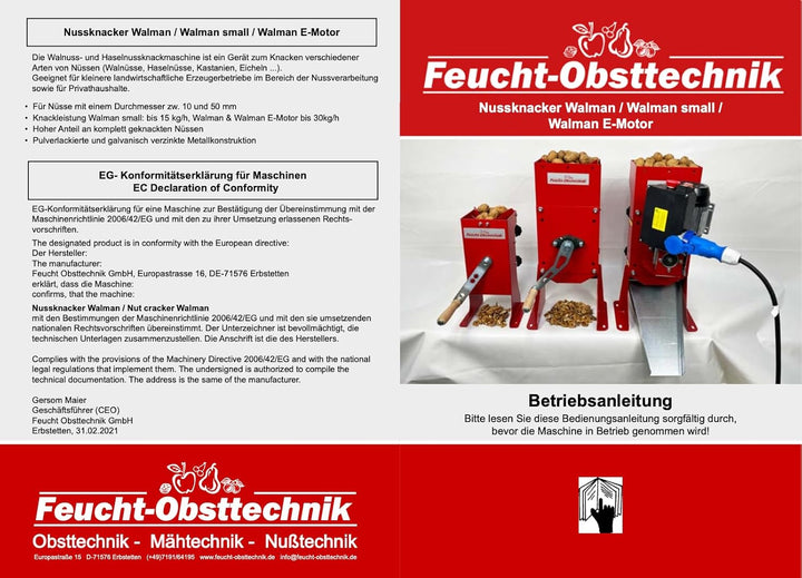 Feucht Obsttechnik KNACKI Junior - Wal- und Haselnuss Knackmaschine - Hazelnut Man - das Original Ma