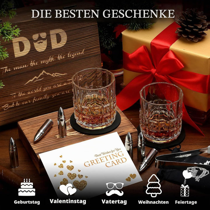 Whisky Gläser Set- Whiskey Gläser Papa -whiskey geschenke für männer- Vatertag Männertag Herrentag G