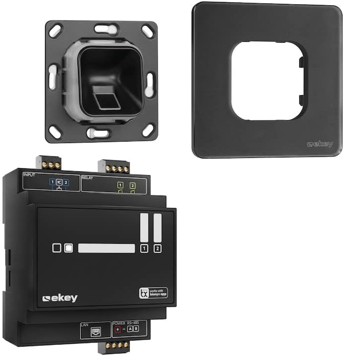 EKEY 203704 xLine Fingerprintset (Fingerprint Schwarz, Glasrahmen Schwarz, Controller), Biometrische