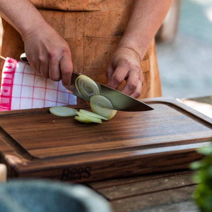 Boos Block BBQ Walnussholz Schneidebrett - Saftrille - Seitlichen Griffmulden – Profi-Schneidebrett