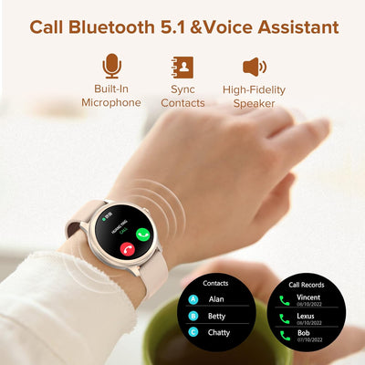 Bebinca Smartwatch Damen mit anruffunktion und Whatsapp 1,32" HD Bildschirm 360 * 360 Sprachassisten