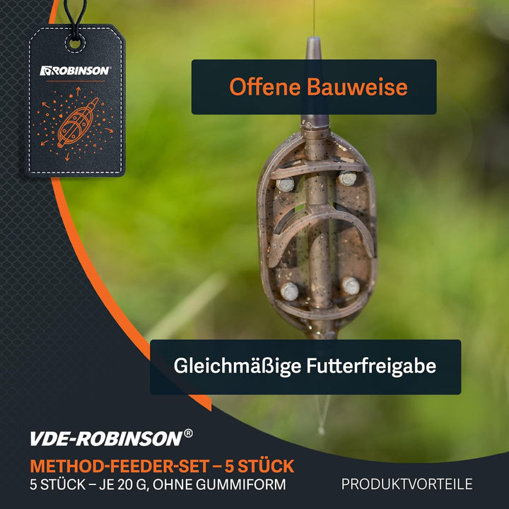 ROBINSON Method Feeder Set | Futterkorb für Karpfen, Brassen &amp; Friedfisch 5 × 20 g, 5 × 20 g