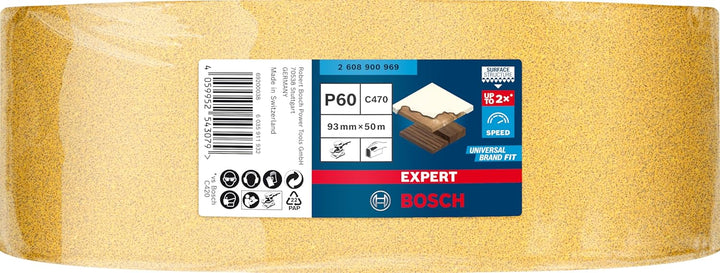 Bosch Professional 1x Expert C470 Schleifpapierrolle (für Hartholz, Farbe auf Holz, Breite 93 mm, Lä