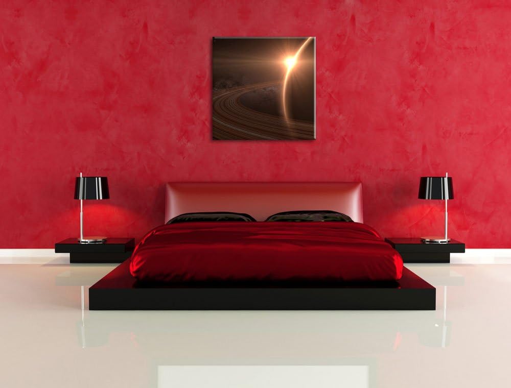 Pixxprint Planet Saturn im Weltall als Leinwandbild/Grösse: 70x70 cm/Wandbild/Kunstdruck/fertig besp